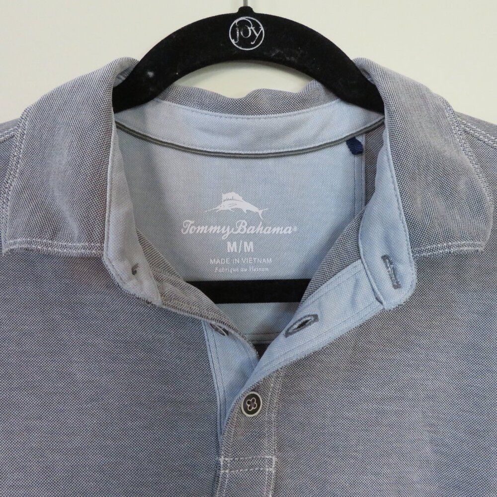 Men's Medium Tommy Bahama Grey Polo Shirt - Picture 2 of 3